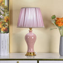 Axyaa Pink Ceramic Bedroom Table Lamp Ice Crack Design Girls' Bedside Decor