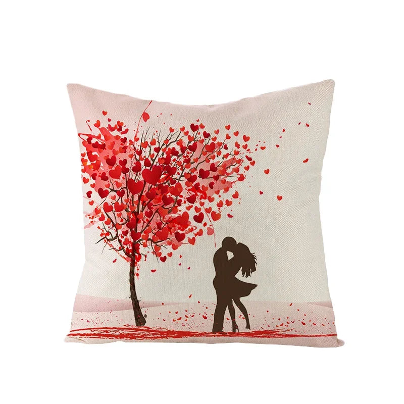 Valentine's Day Love Heart Cushion Cover 45x45cm by Axyaa