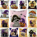 Axyaa Halloween Pillow Cover 45x45 - Pumpkin Owl Cat Spider Sofa Cushion Decor