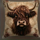 Axyaa Highland Cows Floral Pattern Pillow Cover for Sofa, Bedroom, or Car