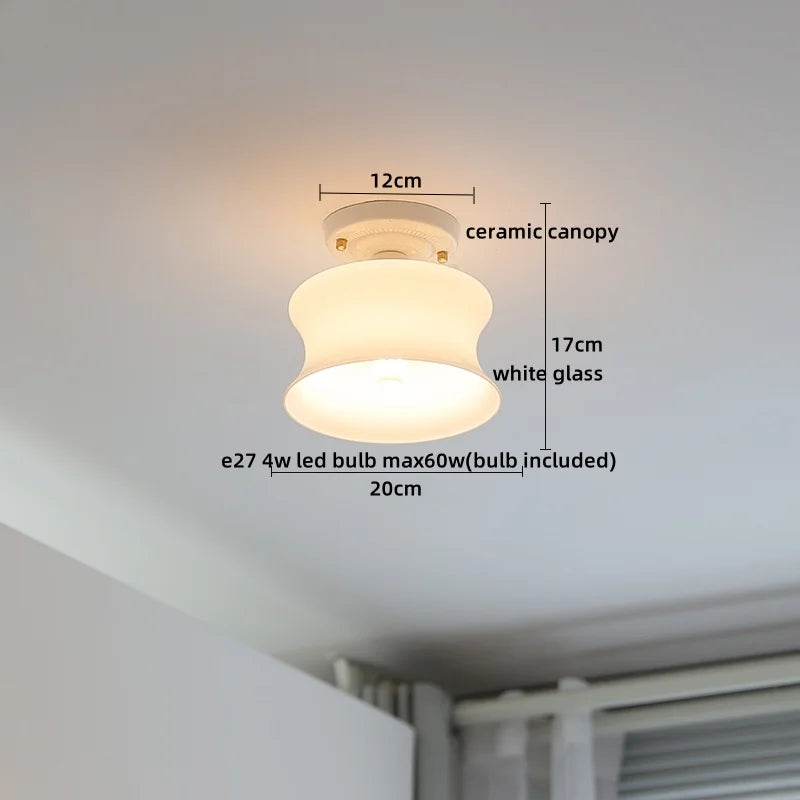 Axyaa Ceramic LED Ceiling Light - Creamy White Nordic Indoor Lamp