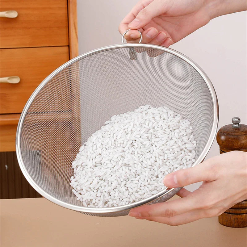 Axyaa Stainless Steel Flour Sieve Colander Basket Kitchen Strainer