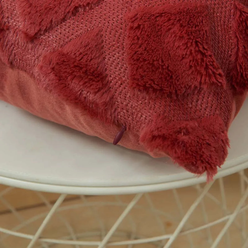 Luxurious Burgundy Diamond Plush Cushion Cover for Home Decor by Axyaa
