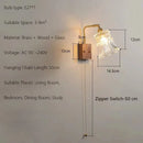 Axyaa Wooden Wall Sconce LED Bedside Lamp Glass Wall Lights Switch