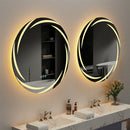 Axyaa Whirlwind Pattern Round LED Bathroom Mirror 60/80CM Dimmable 3 Colors Anti-fog