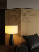 Axyaa Modern Ash Wood LED Bedside Table Lamp with Cloth Lampshade