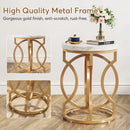 Axyaa Round End Table: Modern Design, Thick Wood Top, Unique O-Shaped Base