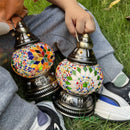 Axyaa Mini Turkish Mosaic Lanterns: Battery Warm Light, Rechargeable LED Camp Lamp