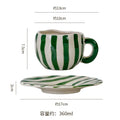 Axyaa Striped Ceramic Coffee Cup and Saucer Set - Exquisite Afternoon Tea Mug
