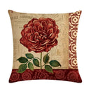 Axyaa Retro Rose Linen Pillowcase 45*45cm - Furniture Decorative Cushion Cover