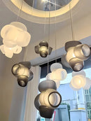 Axyaa Smoke Gray & White Glass Lamp | Nordic Pendant Light for Living, Dining & Bedroom