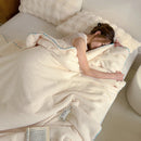 Axyaa White Milk Fleece Throw Blanket - Soft & Cozy All Season Knitted Plush Blanket