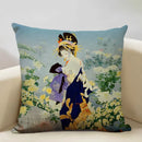 Axyaa Classic Japanese Lady Cushion Cover 45x45cm Home Decor Pillowcase