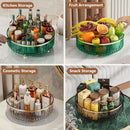 Axyaa Rotating Spice Rack Organizer with Base Storage Bin for Kitchen and Cosmetic Storage