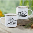 Enamel Mountain Mug with Handle by Axyaa. Best Camping Gift for Outdoor Lovers