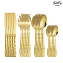 Axyaa Gold Stainless Steel Cutlery Set for Family & Restaurants, 24pcs