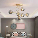Axyaa Golden Luxury Glass Ceiling Chandelier - Nordic Minimalist Magic Bean Design