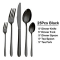 Axyaa Stainless Steel Black Cutlery Set - Elegant Dinnerware Mirror Knife Fork Spoon