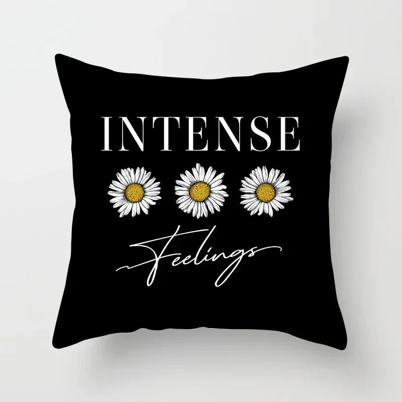 Nordic Daisy Print Pillow Cover by Axyaa - Modern Floral Cushion for Living Room