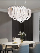 Axyaa Tassel Crystal LED Chandelier: Modern Nordic Round Pendant Lamp