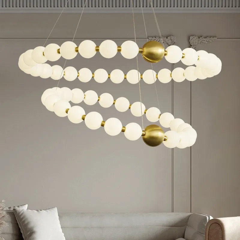 Axyaa White Acrylic Nordic Chandelier Pendant Ball Lamp for Dinning Decor