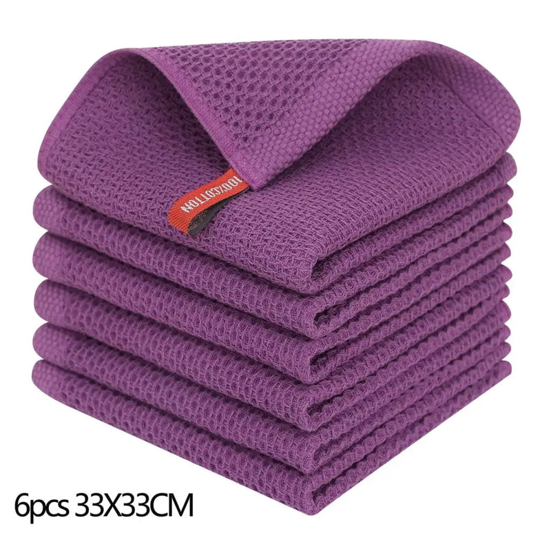 Axyaa Waffle Weave Kitchen Towel Set Absorbent Quick Dry Dishcloth Wash Cloth