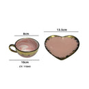 Axya Gold Coffee Cup Set for 6 - High-Grade Porcelain Tea Cup Saucer Dish