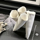 Axyaa Cone Ceramic Vase White Art Flower Arrangement Decor Ornament Vases