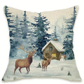 Axyaa Winter Holiday Pillowcase - Festive Elk Bear Tree Cushion Cover