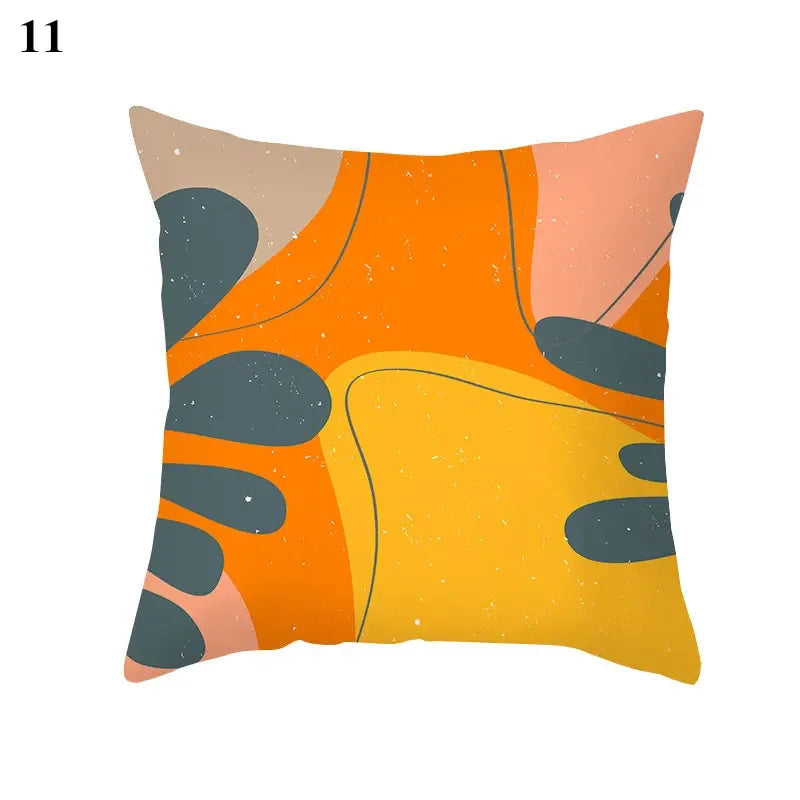 Orange Geometric Leaf Lines Pillowcase by Axyaa - Home Decor and Cozy Throw Pillows
