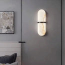 Axyaa Oval Copper Marble Wall Lamp: Post-Modern, Minimalist Lighting Fixture for Bedroom and Hotel