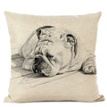 Cute Bulldog Hand-Painted Linen Pillowcase by Axyaa Teddy Collection