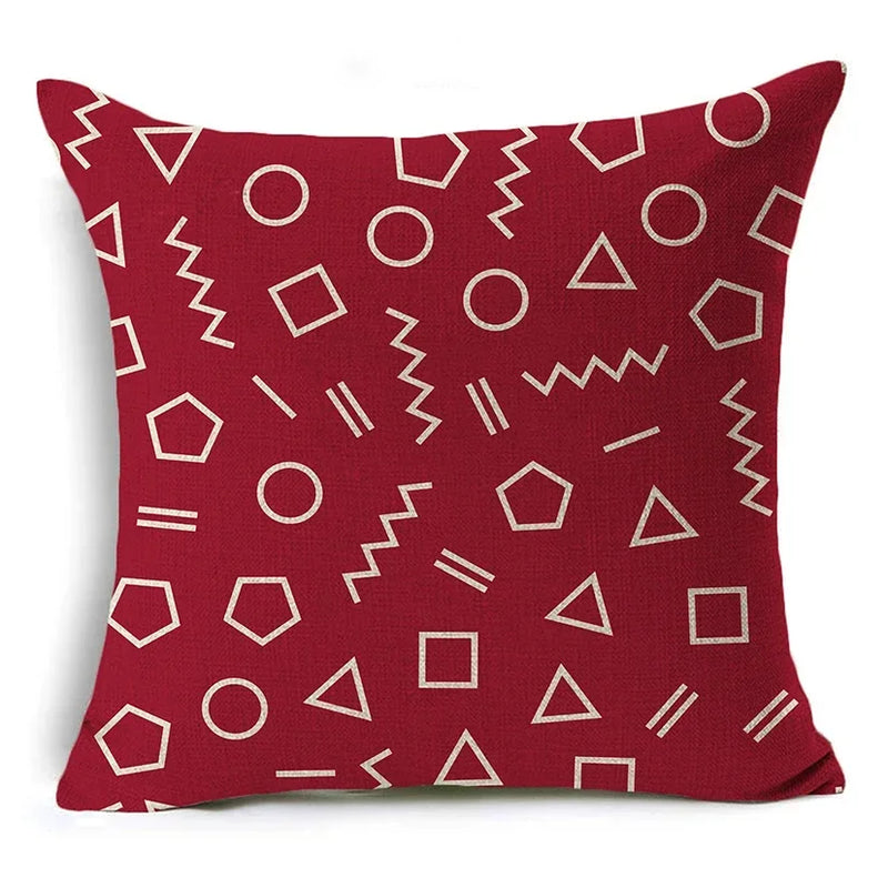 Geometric Linen Seat Cover 45x45cm for Home Decor - Axyaa