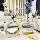 Axyaa White Porcelain Hollow Out Vase Modern Home Decor Floral Crafts