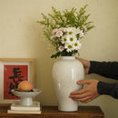 Axyaa Ceramic Countertop Vase - Modern Home Flower Arrangement Piece