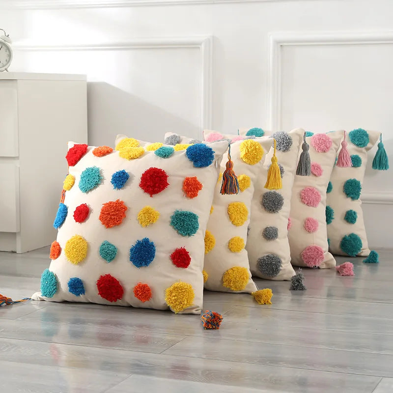 Axyaa Bohemian Tufted Nordic Pillow Cover for Home Decor 45x45 - Living Room, Sofa, Car