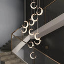 Axyaa Moon Design Acrylic LED Chandelier for Modern Living Spaces