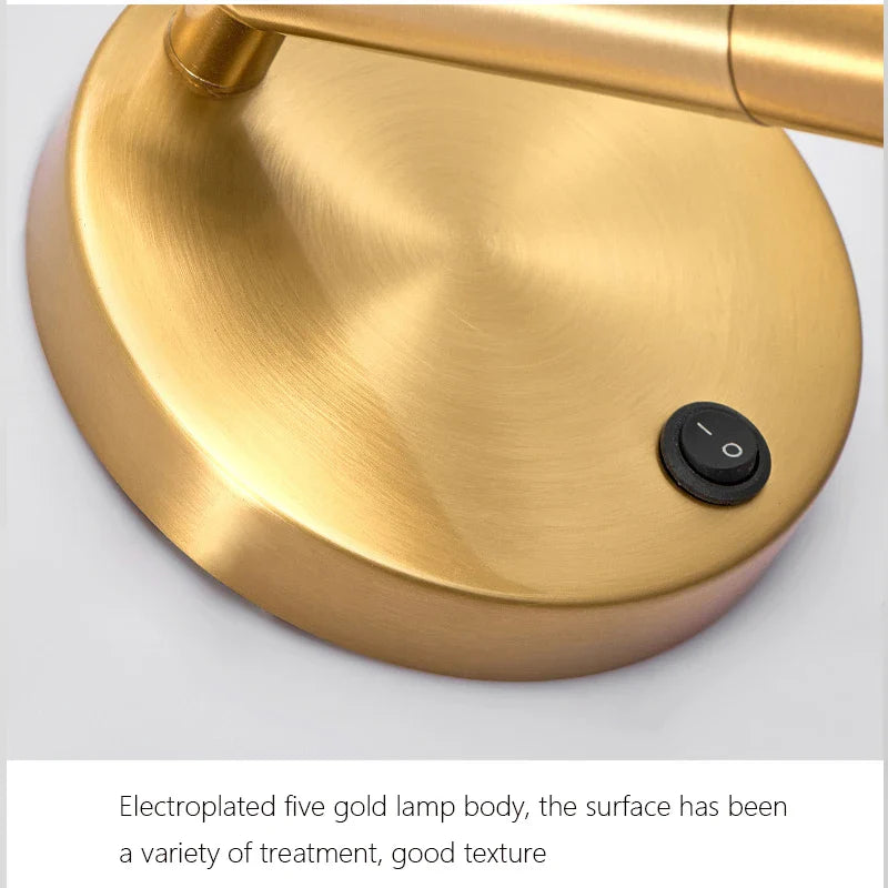 Axyaa Nordic Rotating Wall Lamp Sconce, Modern Minimalist Spotlight 3W Black Brass