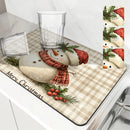 Axyaa Christmas Kitchen Draining Mat: Absorbent, Quick Dry, Non-Slip