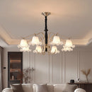 Axyaa Brushed Glass Flower Chandelier Pendant Light Vintage Hanging Lamp for Dining Room