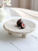 Axya Vintage Yellow Cave Stone Fruit Plate with High Foot Stand