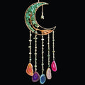 Axyaa Agate 7 Chakra Gem Dream Catcher Wall Decor Moon Gemstone Wind Chime