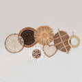 Axyaa Round Rattan Wall Basket Decor: Nordic Style Hanging Frame Ornament Craft