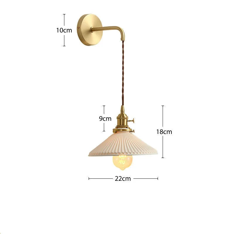 Axyaa Nordic LED Wall Light - Adjustable Copper Ceramic Fixture for Bedroom Living Room