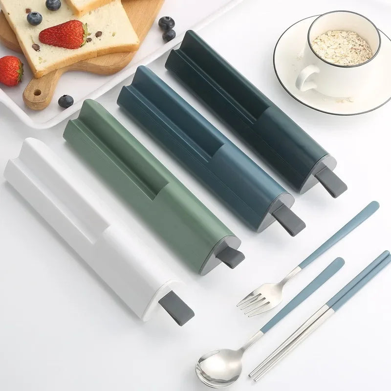 Axyaa Stainless Steel Travel Utensils Set with Case and Chopsticks, Portable Flatware