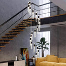 Axyaa Black Gold Crystal Rotating Duplex Pendant Light
