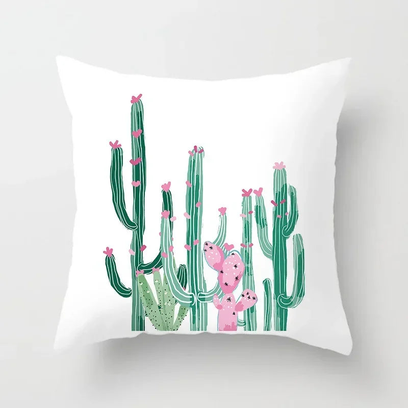 Axyaa Cactus Plants Pattern Cushion Cover Throw Pillow for Sofa Chairs