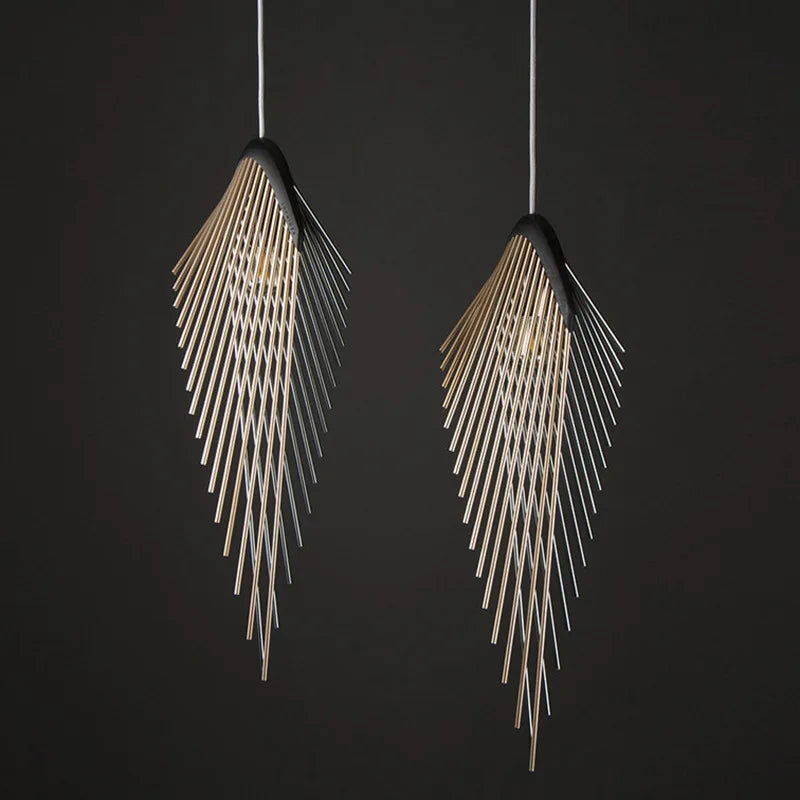 Black Metal Art LED Pendant Ceiling Lamp by Axyaa for Modern Living Room & Staircase