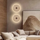 Axyaa Round Wood LED Wall Lights Balcony Hallway Staircase Sconce - Wabi Sabi Yellow Stone Wall Lamp