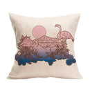 Axyaa Summer Flamingo Linen Pillowcase - 45*45cm